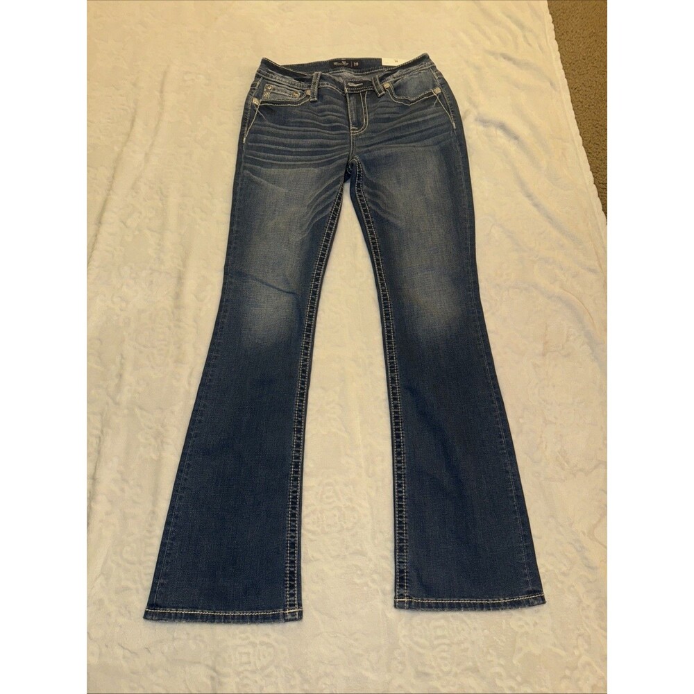 Miss Me Jeans, Slim Boot Women's Size 29 Blue, Denim, Gems Back Pocket, Flared - Picture 12 of 16